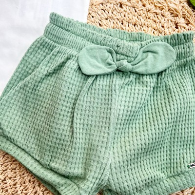 Conj. Body Ursinha Borboleta e Short - Off White e Verde